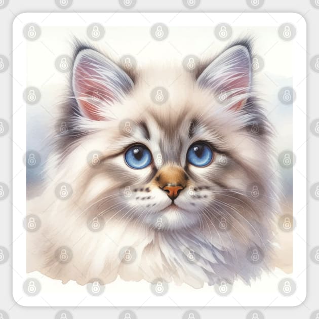 Birman Watercolor Kitten - Cute Kitties Sticker by Aquarelle Impressions